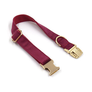 Personalised Soft Burgundy Velvet Pet Collar Dog Collar